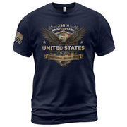 United States Eagle Shield Shirt 250th Anniversary 1776-2026 Patriotic Graphic Tee Apparel - Rust Field Wear