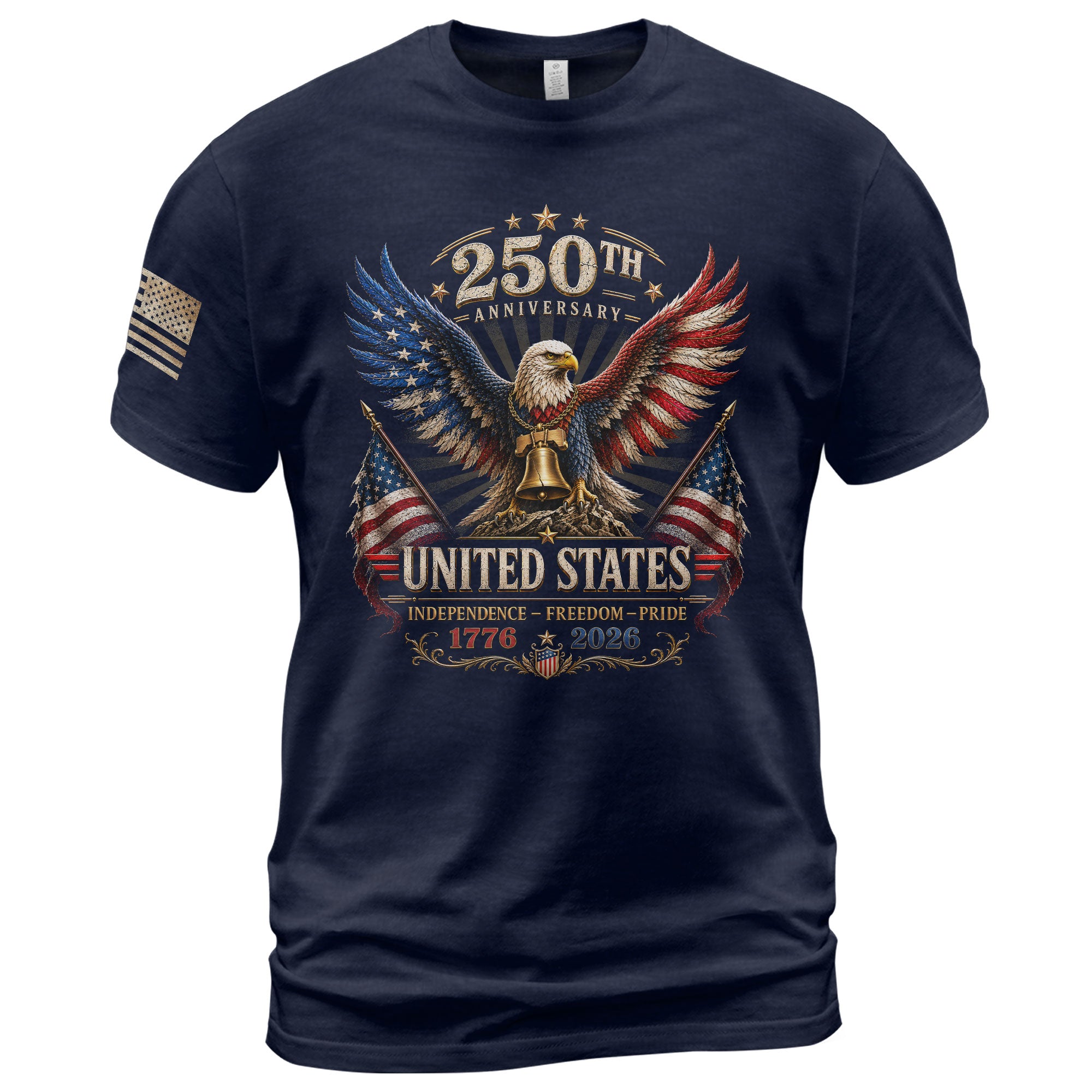 Patriotic Eagle Flag Shirt 250th Anniversary 1776-2026 United States Graphic Tee Apparel - Rust Field Wear