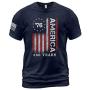 Classic Retro Style American Flag 76 Apparel Patriotic Graphic T-Shirt Holiday Wear - Rust Field Wear