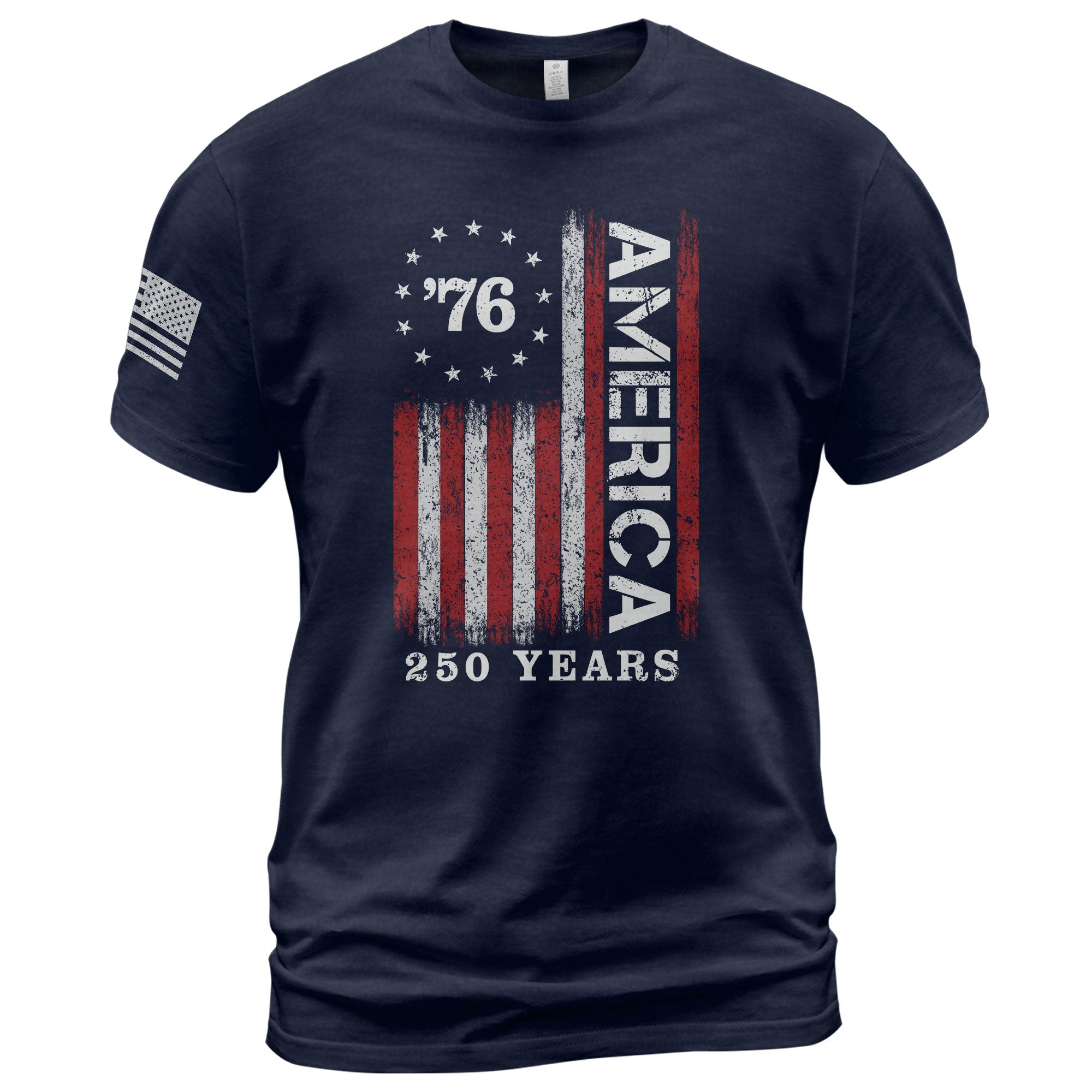 Classic Retro Style American Flag 76 Apparel Patriotic Graphic T-Shirt Holiday Wear - Rust Field Wear