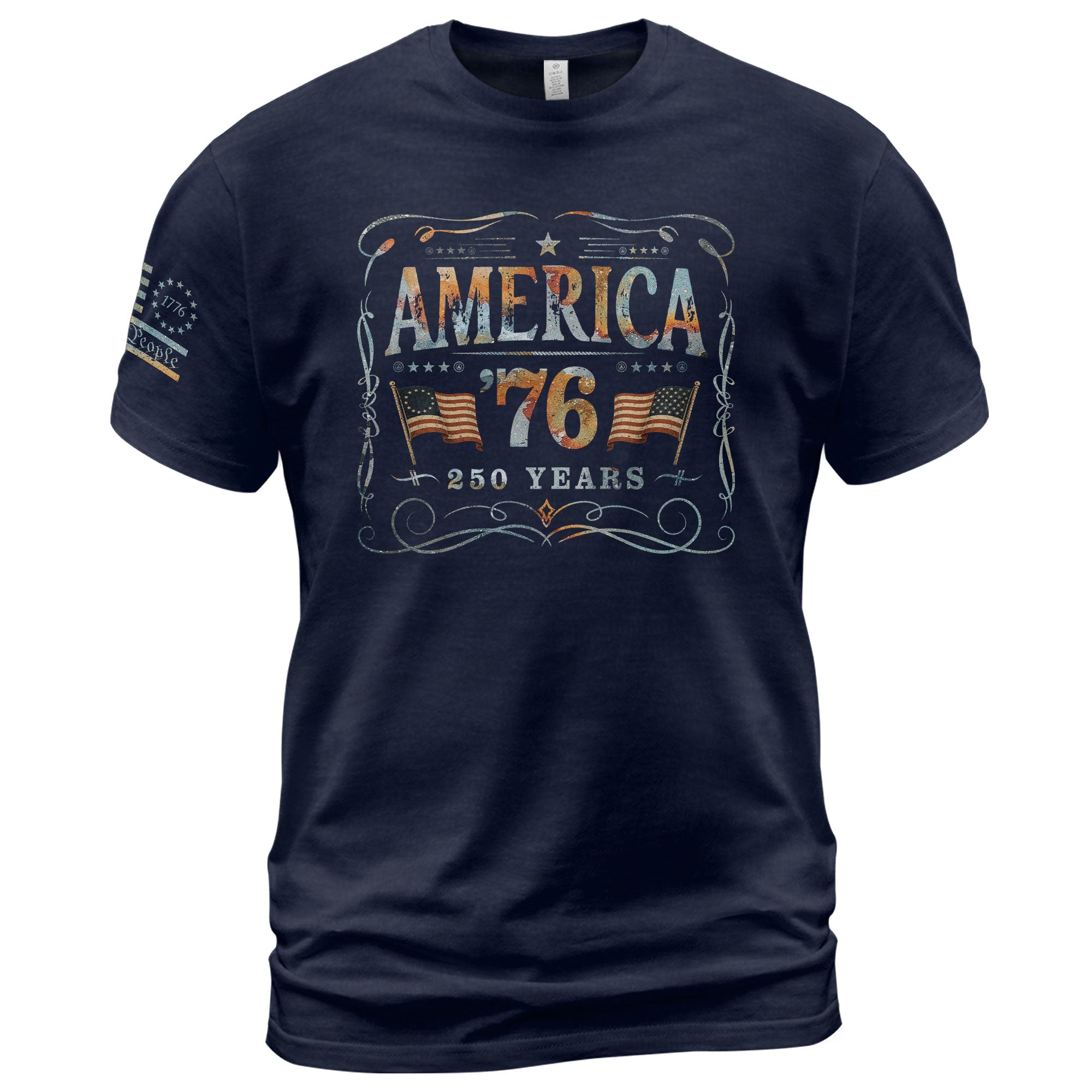 American Pride 76 T-Shirt Vintage Patriotic Graphic Design Casual Birthday Gift - Rust Field Wear