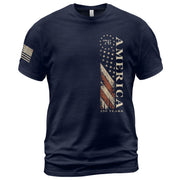 Vertical Flag America 76 T-Shirt Patriotic Vintage Style Graphic Tee Casual Shirt - Rust Field Wear