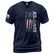 JESUSAVES T-Shirt USA Flag Patriotic 1776 2026 Betsy Ross Men Cotton Tee Shirt - Rust Field Wear