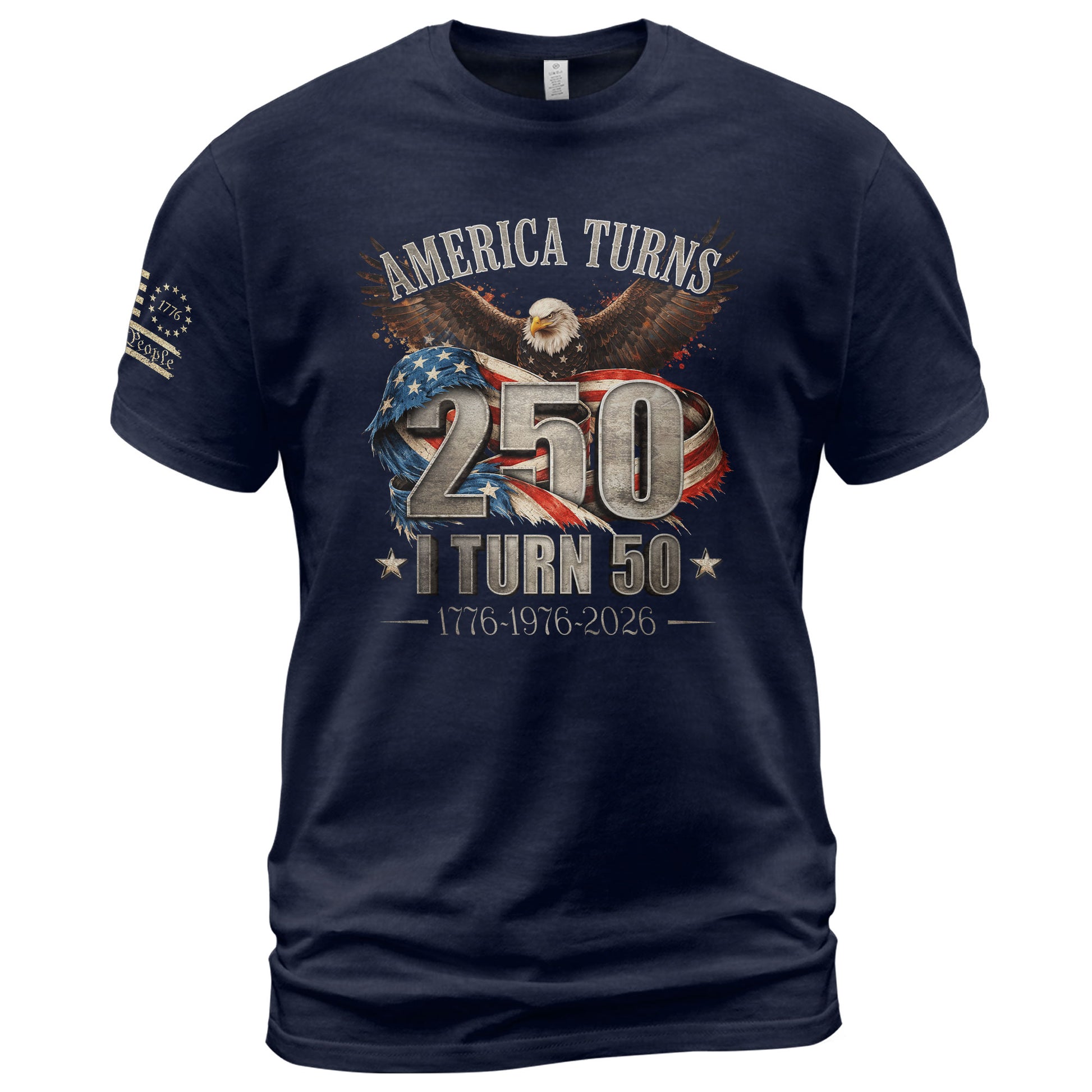 America Turns 250 I Turn 50 Shirt 1976 Vintage 50th Birthday Eagle Patriotic Tee Gift - Rust Field Wear