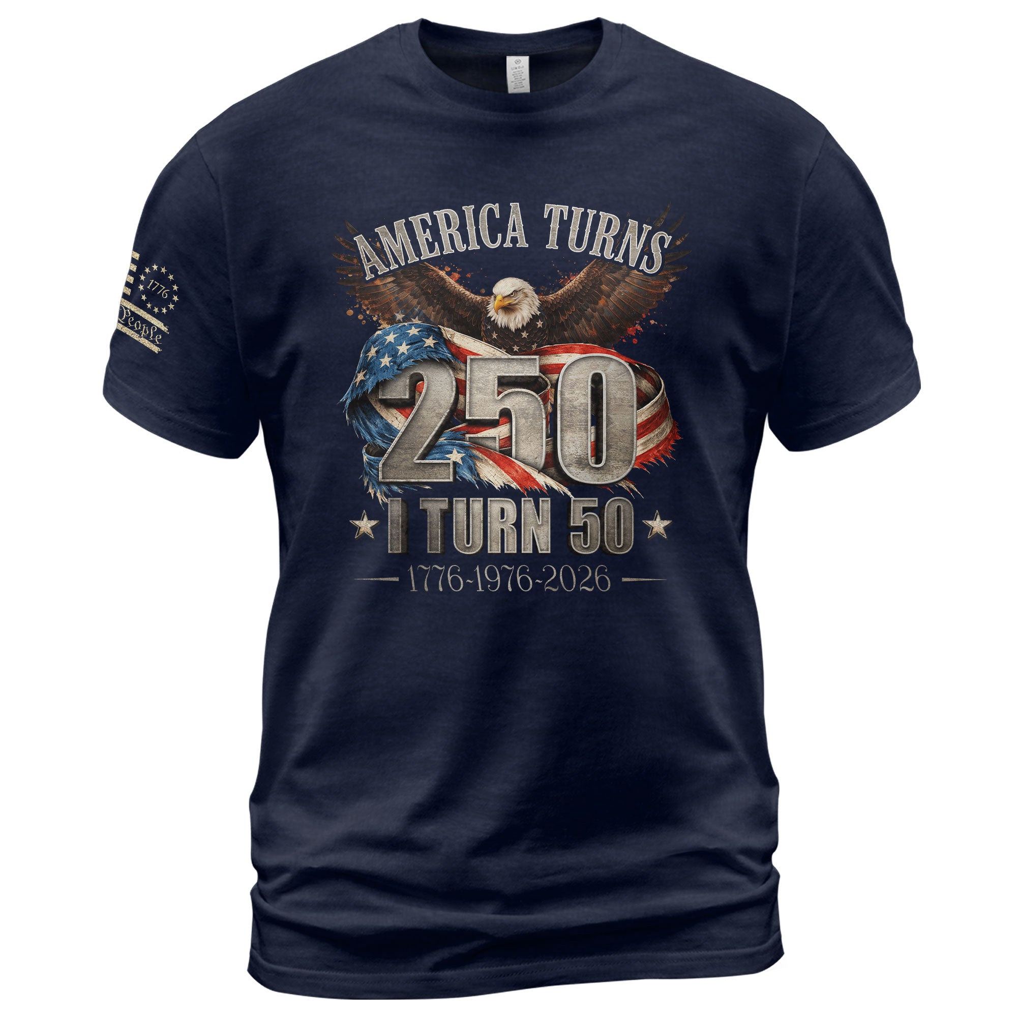 America Turns 250 I Turn 50 Shirt 1976 Vintage 50th Birthday Eagle Patriotic Tee Gift - Rust Field Wear