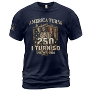 America Turns 250 I Turn 50 Shirt 1976 50th Birthday Statue of Liberty Patriotic Tee - Rust Field Wear