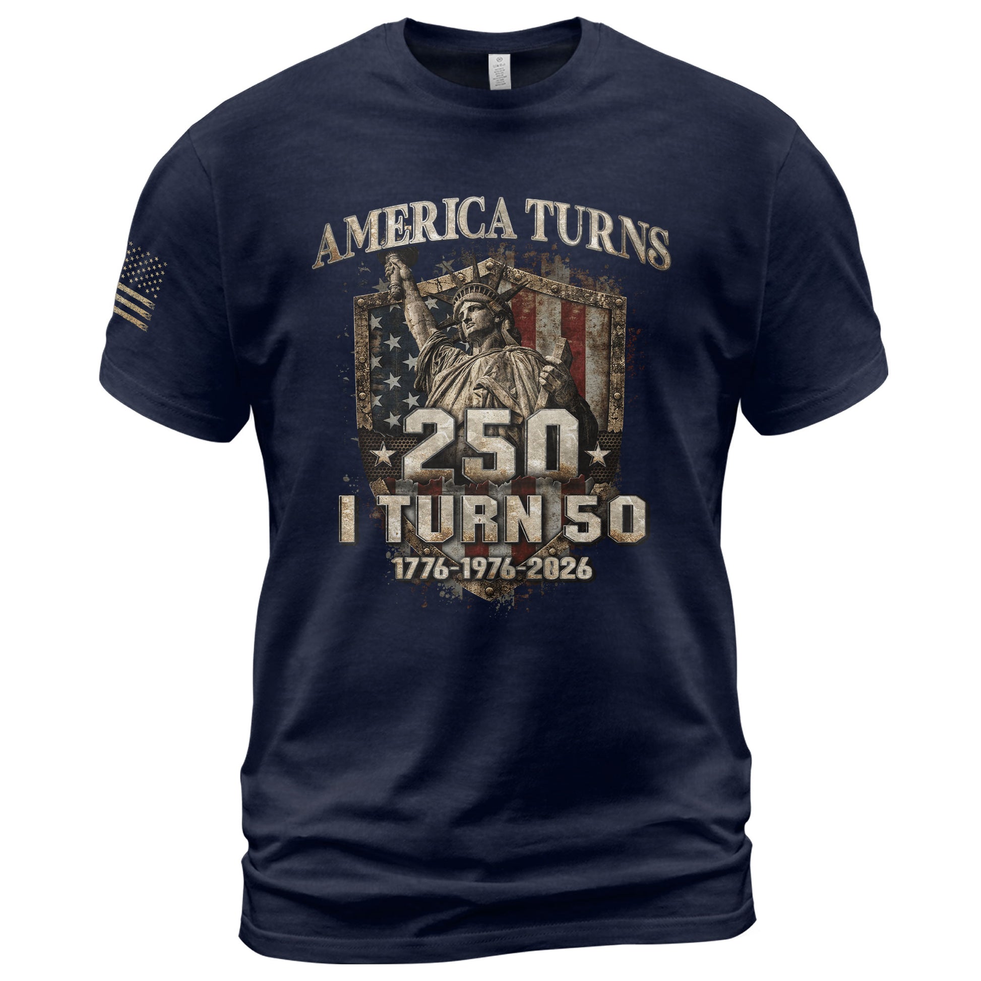 America Turns 250 I Turn 50 Shirt 1976 50th Birthday Statue of Liberty Patriotic Tee - Rust Field Wear