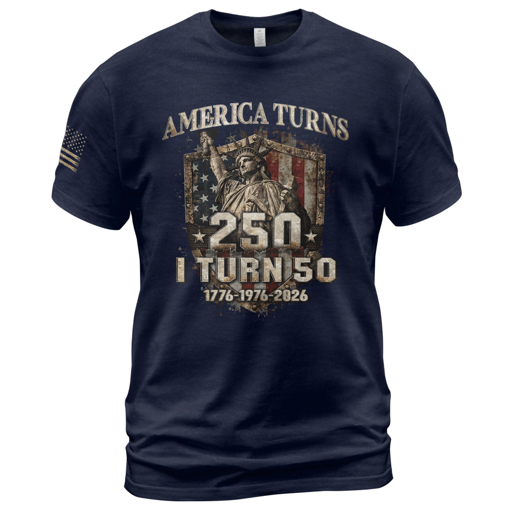 America Turns 250 I Turn 50 Shirt 1976 50th Birthday Statue of Liberty Patriotic Tee - Rust Field Wear