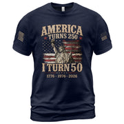 Vintage 50th Birthday Shirt Patriotic American Flag Graphic T-Shirt Gift 1976-2026 - Rust Field Wear
