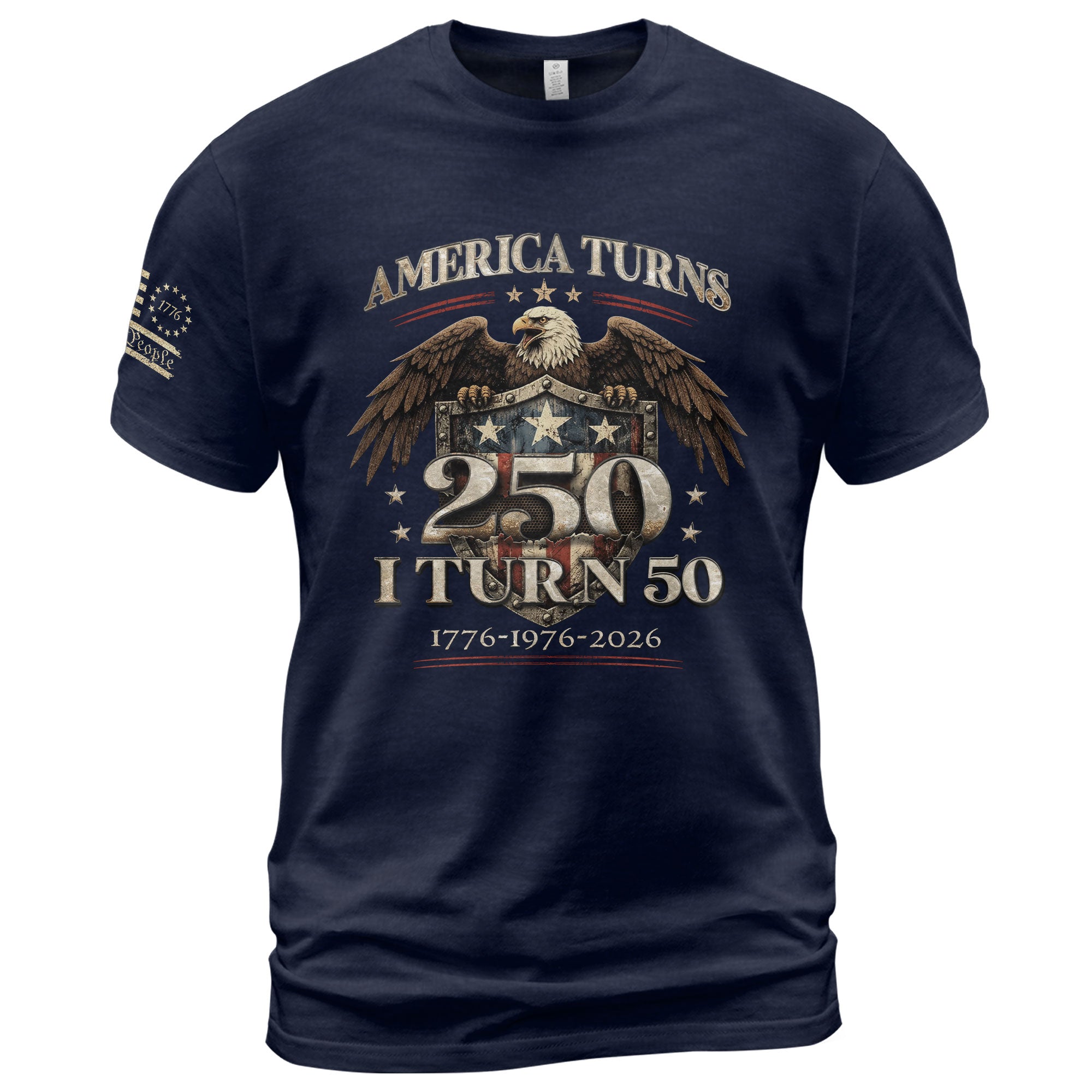 50th Birthday T-Shirt 1976 Vintage Eagle Graphic Tee Patriotic Gift for Men Women 2026 - Rust Field Wear