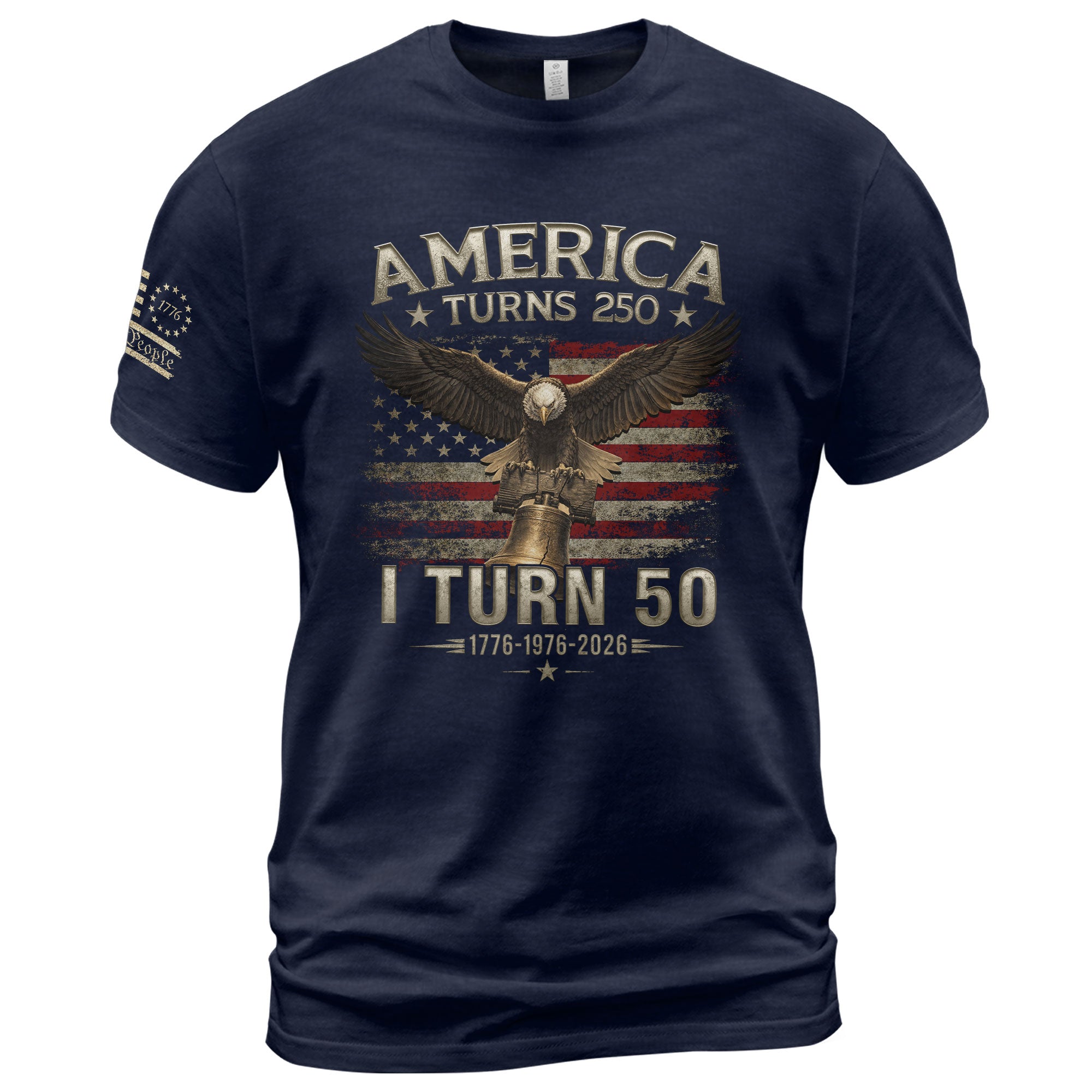 Vintage 1976 Birthday T-Shirt Patriotic Eagle Bell Graphic 50th Gift Item For 2026 - Rust Field Wear