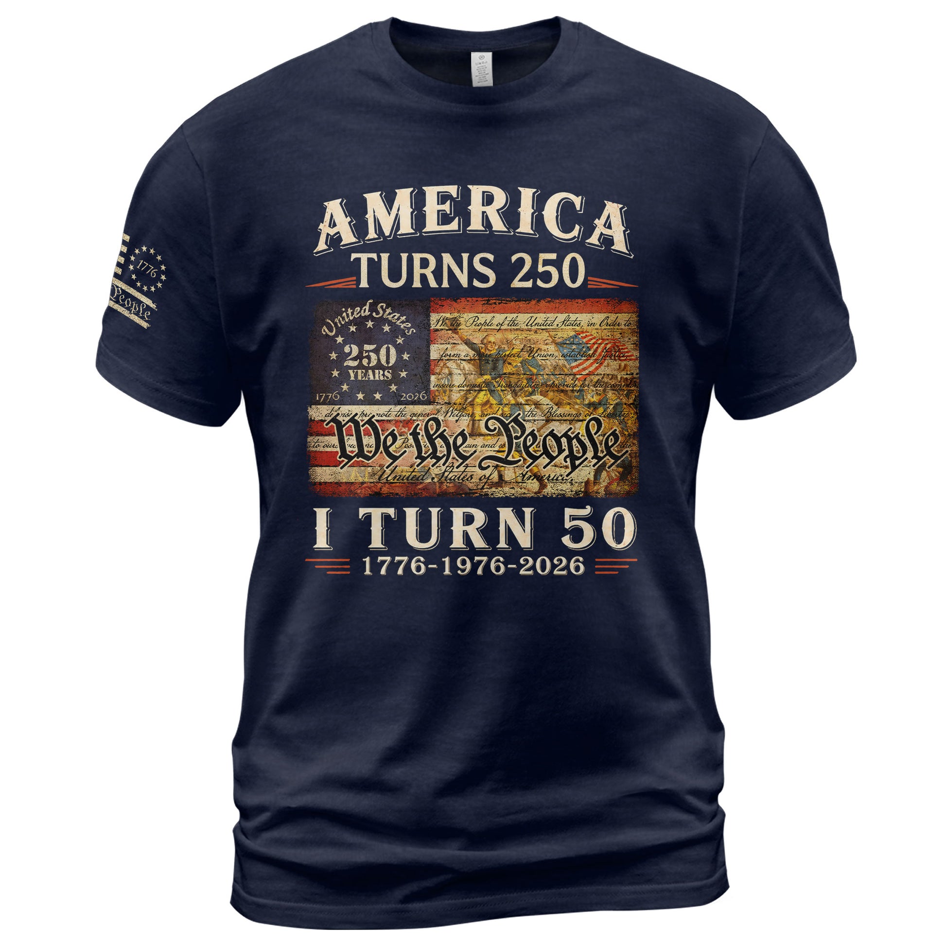 Golden 50th Birthday Shirt Patriotic Historical Art T-Shirt Gift Born in 1976 2026 - Rust Field Wear