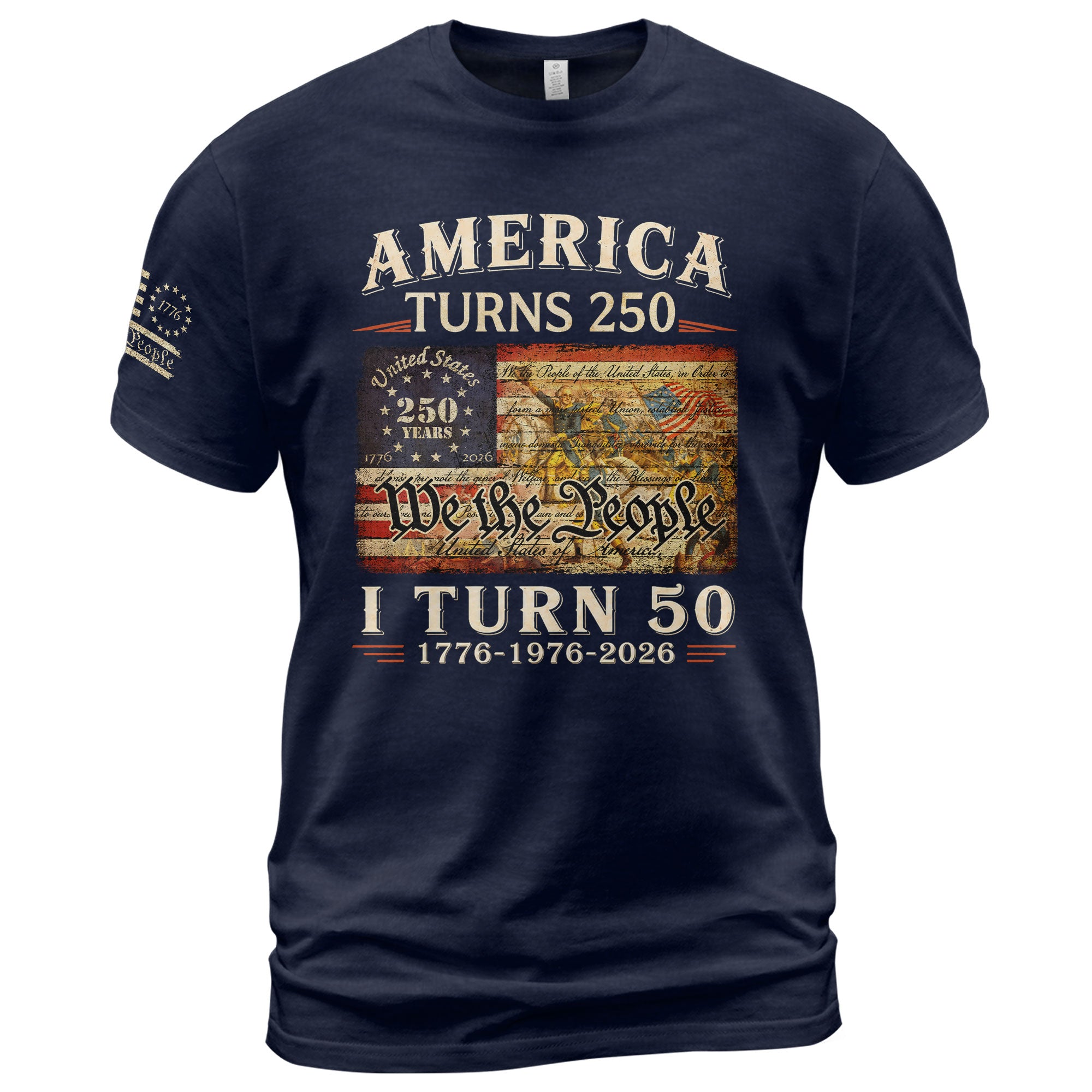 Golden 50th Birthday Shirt Patriotic Historical Art T-Shirt Gift Born in 1976 2026 - Rust Field Wear