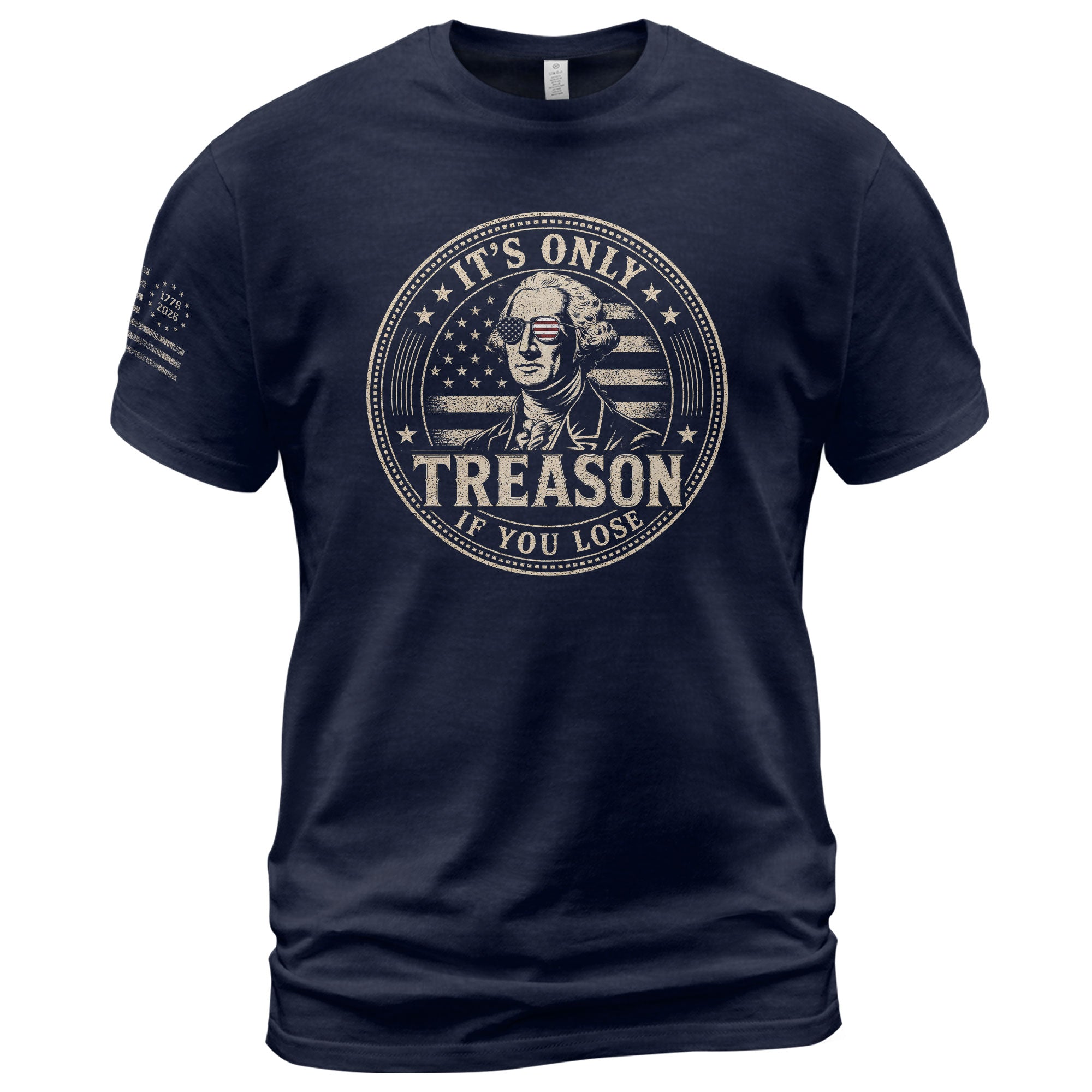 It's Only Treason If You Lose Shirt George Washington Circle Badge Patriotic 2D Graphic Tee - Rust Field Wear
