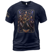 Patriotic Lincoln Guitar Player T-Shirt Vintage Rock Band Graphic Sleeve Tee - Rust Field Wear