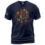 Historical Founding Fathers Country Band T-Shirt - Patriotic Graphic Style Design - Rust Field Wear