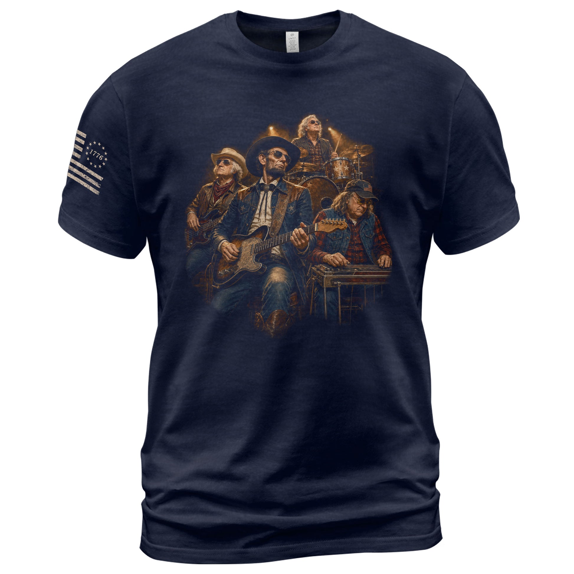Historical Founding Fathers Country Band T-Shirt - Patriotic Graphic Style Design - Rust Field Wear