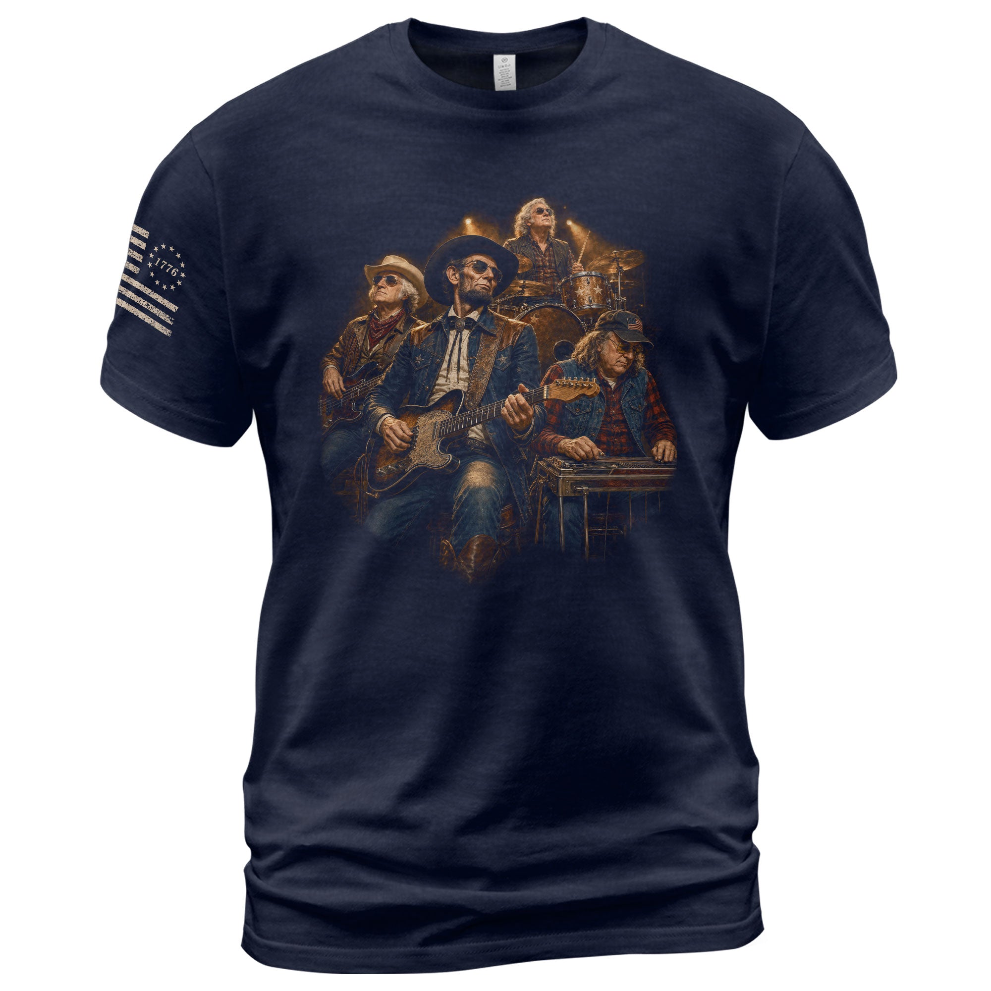 Historical Founding Fathers Country Band T-Shirt - Patriotic Graphic Style Design - Rust Field Wear