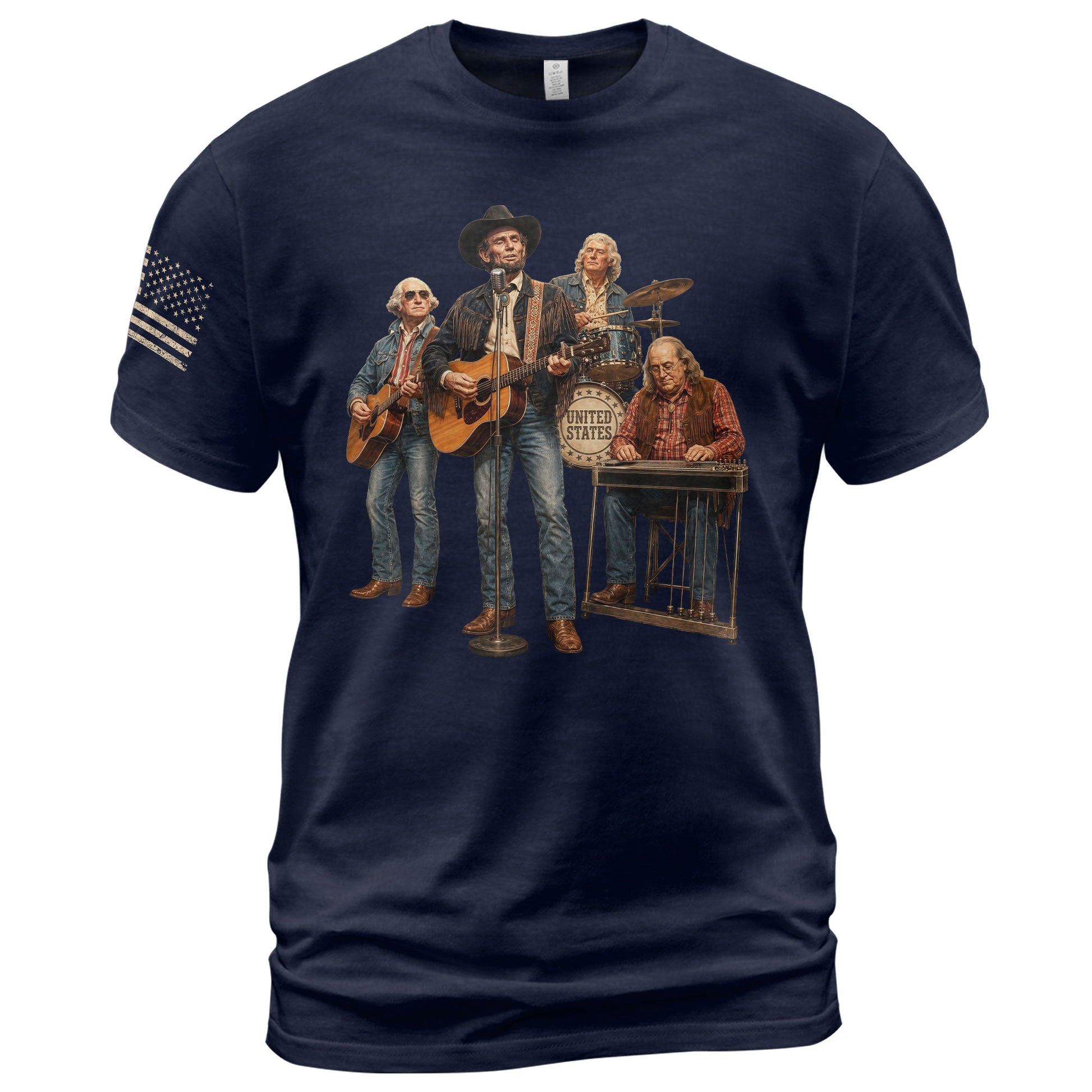 Abraham Lincoln Country Band T-Shirt - Patriotic Vintage Graphic Style Apparel - Rust Field Wear
