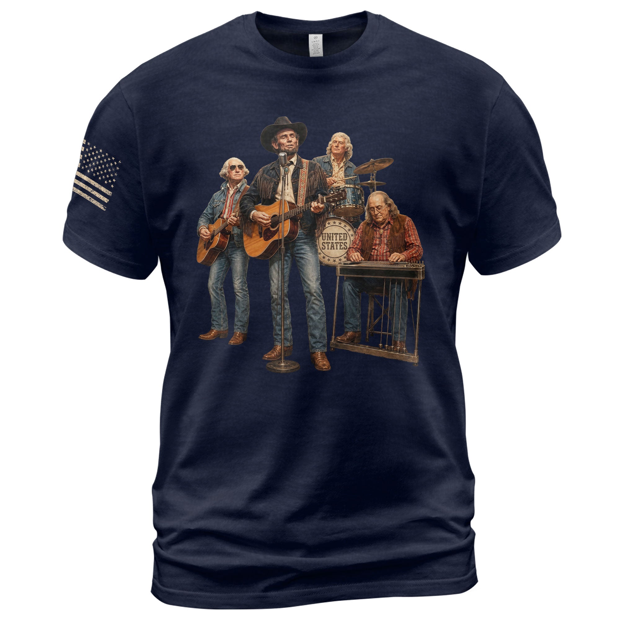 Abraham Lincoln Country Band T-Shirt - Patriotic Vintage Graphic Style Apparel - Rust Field Wear