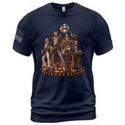 Unique Abraham Lincoln Disco Shirt - Historical Patriotic Band Graphic Print Tee - Rust Field Wear