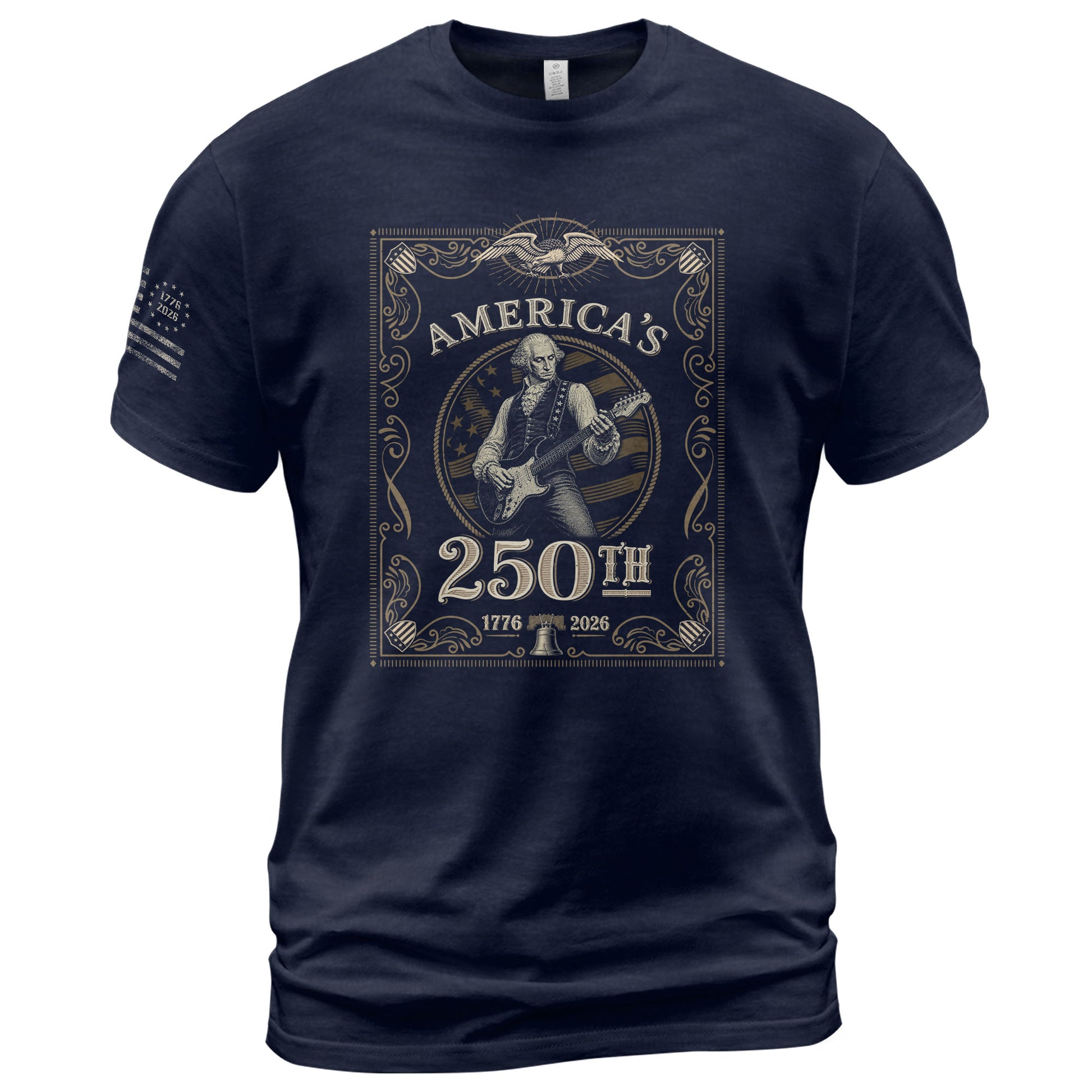 George Washington Playing Guitar 250 Years Patriotic Independence Day 2D Shirt - Rust Field Wear