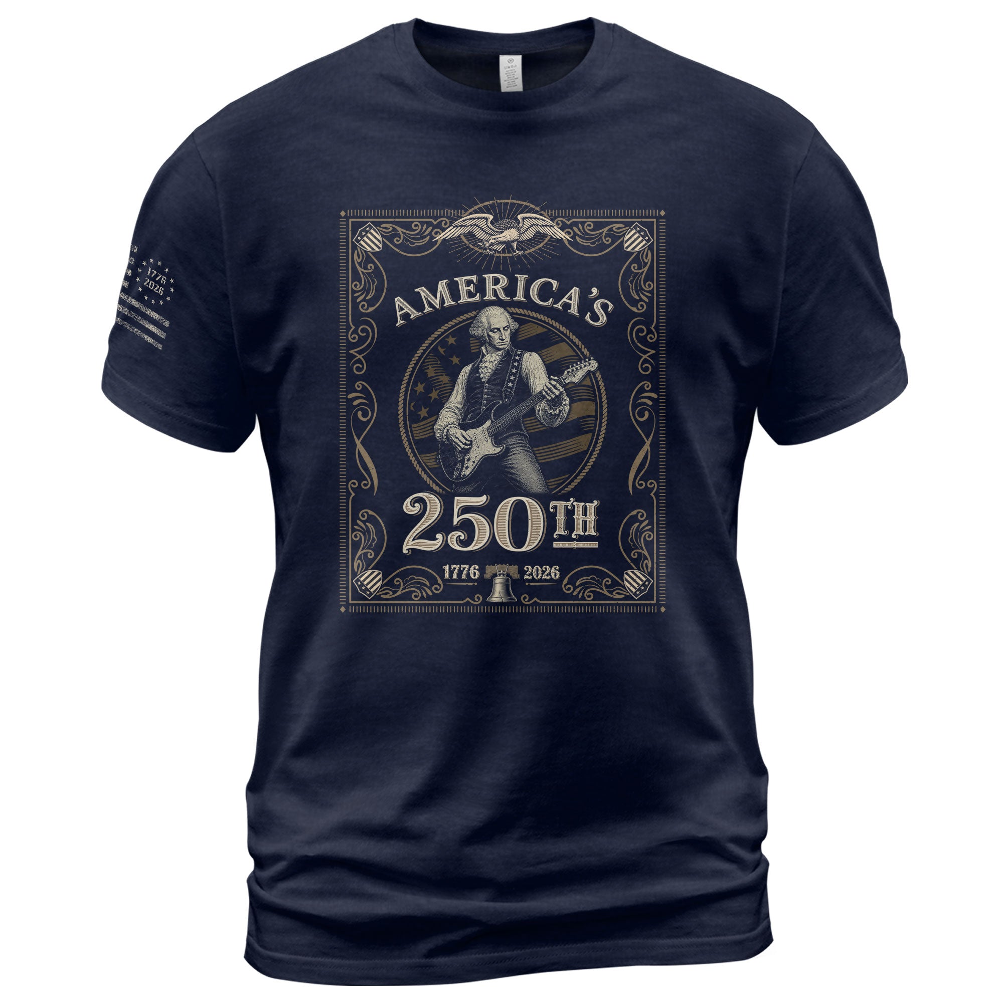 George Washington Playing Guitar 250 Years Patriotic Independence Day 2D Shirt - Rust Field Wear