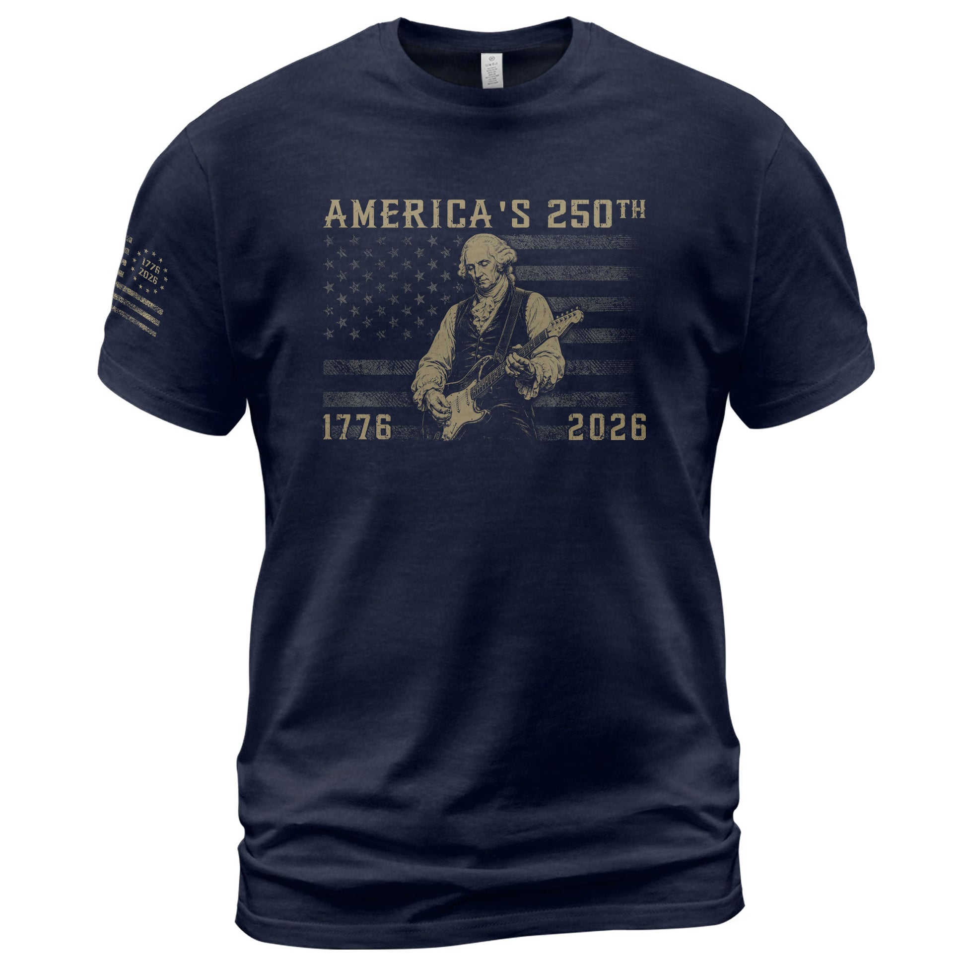 America's 250th George Washington Playing Guitar Patriotic Flag 1776-2026 Shirt - Rust Field Wear