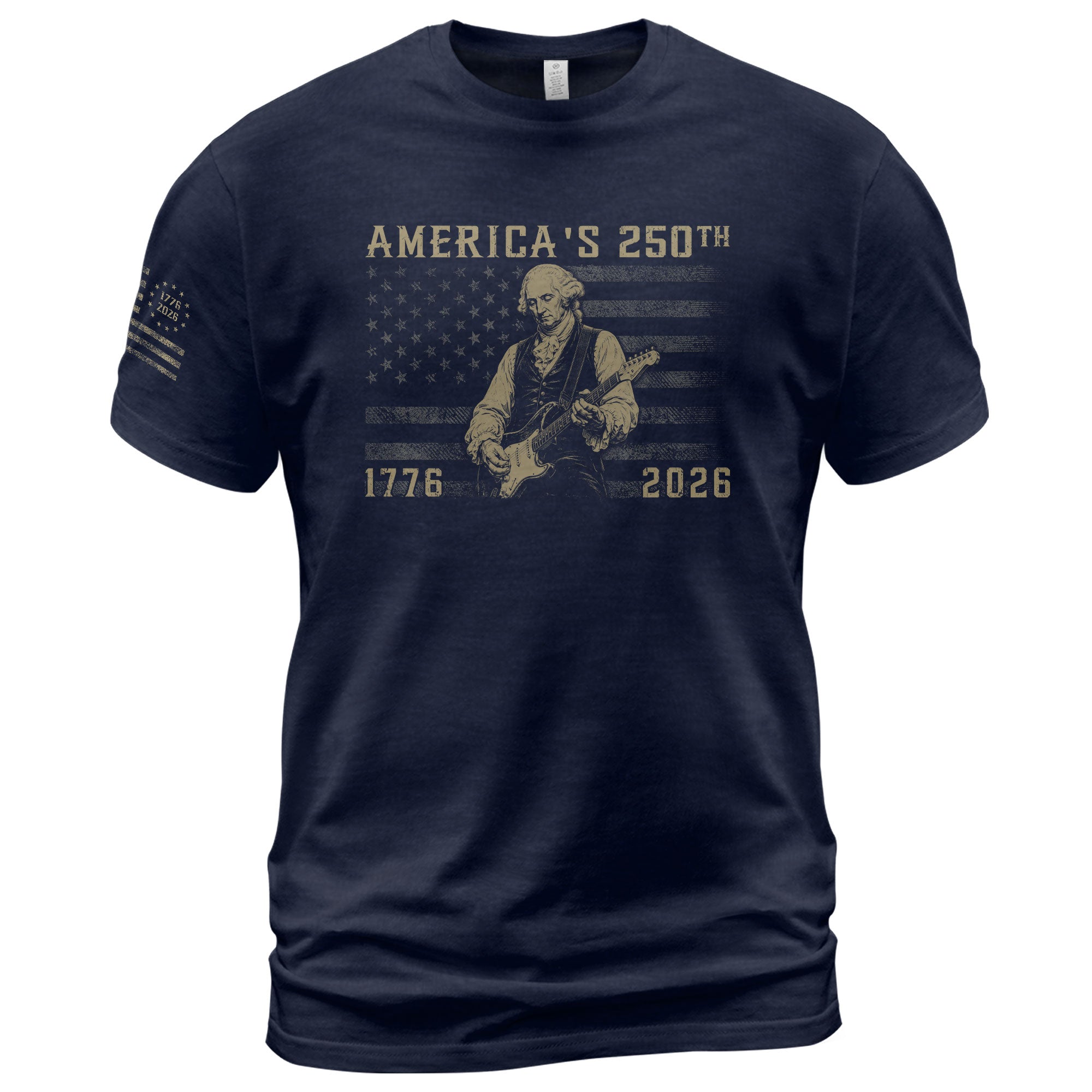America's 250th George Washington Playing Guitar Patriotic Flag 1776-2026 Shirt - Rust Field Wear