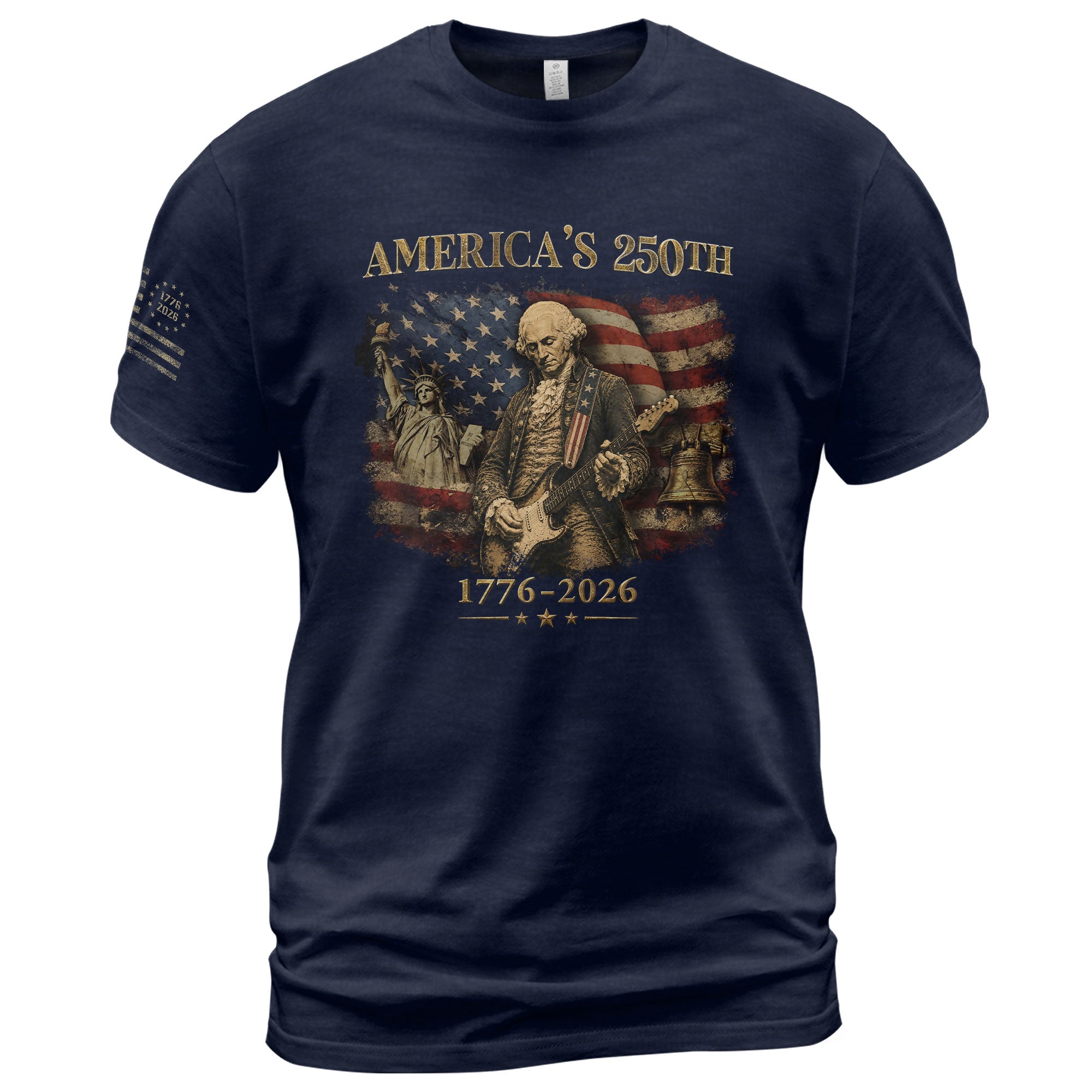 America's 250th George Washington Guitar Patriotic Flag 1776-2026 Independence Shirt - Rust Field Wear