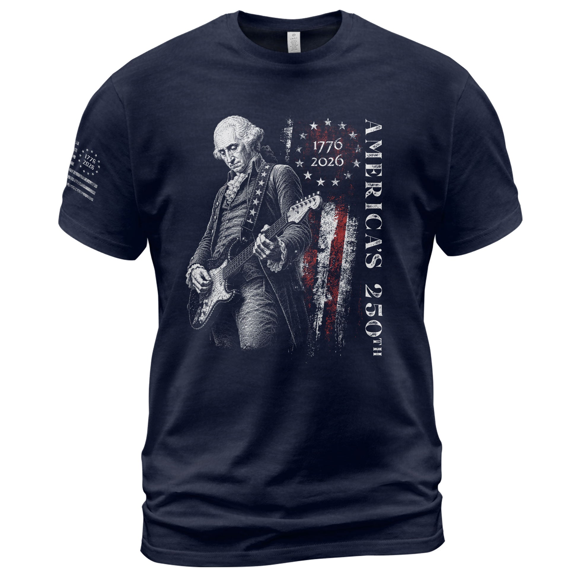 America's 250th George Washington Playing Guitar Patriotic Flag 1776-2026 T-Shirt - Rust Field Wear