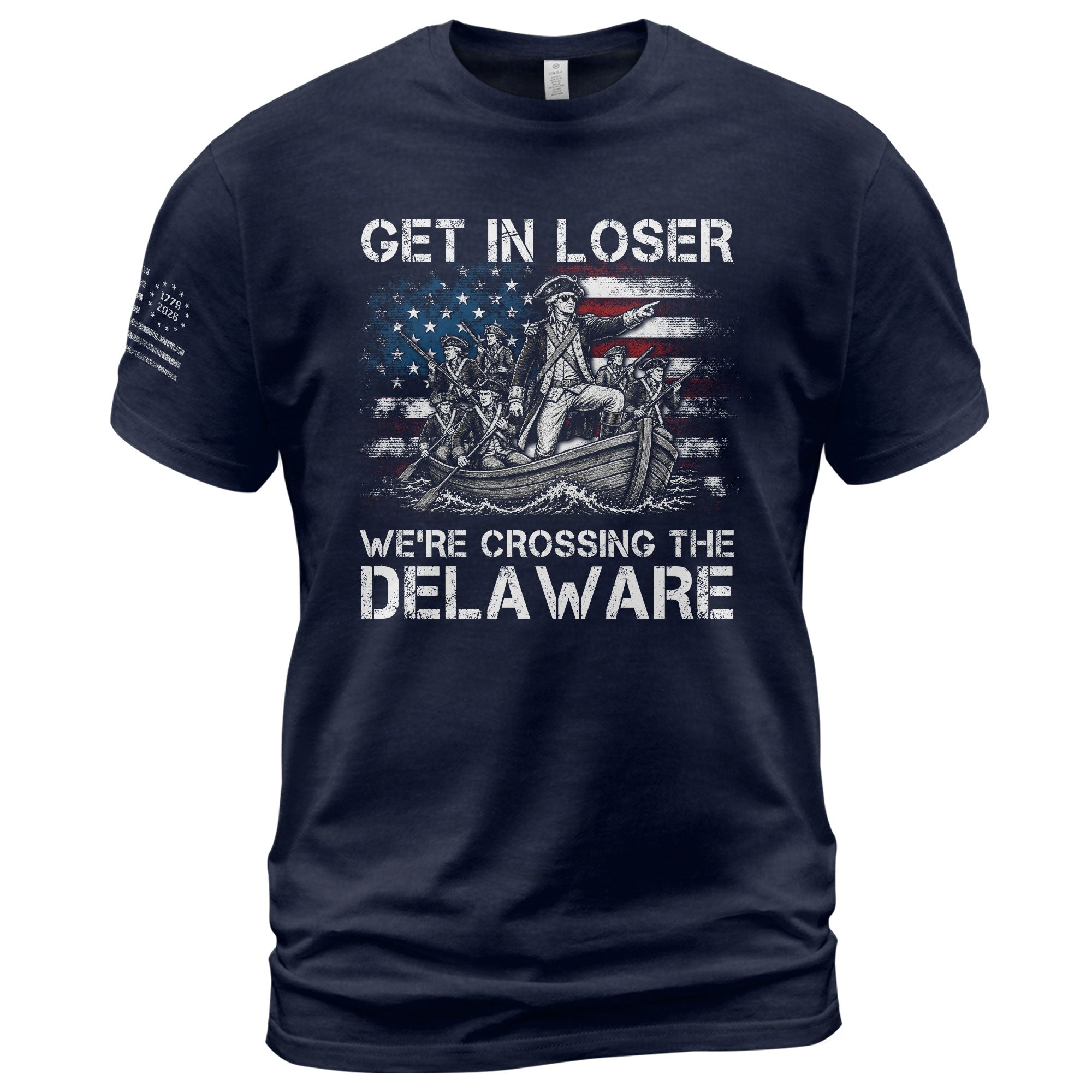 Washington Crossing The Delaware Graphic Tee - Get In Loser Patriotic History Shirt - Rust Field Wear