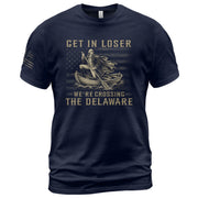 Patriotic Delaware River Crossing Tee - Get In Loser Washington Graphic Men's Shirt - Rust Field Wear