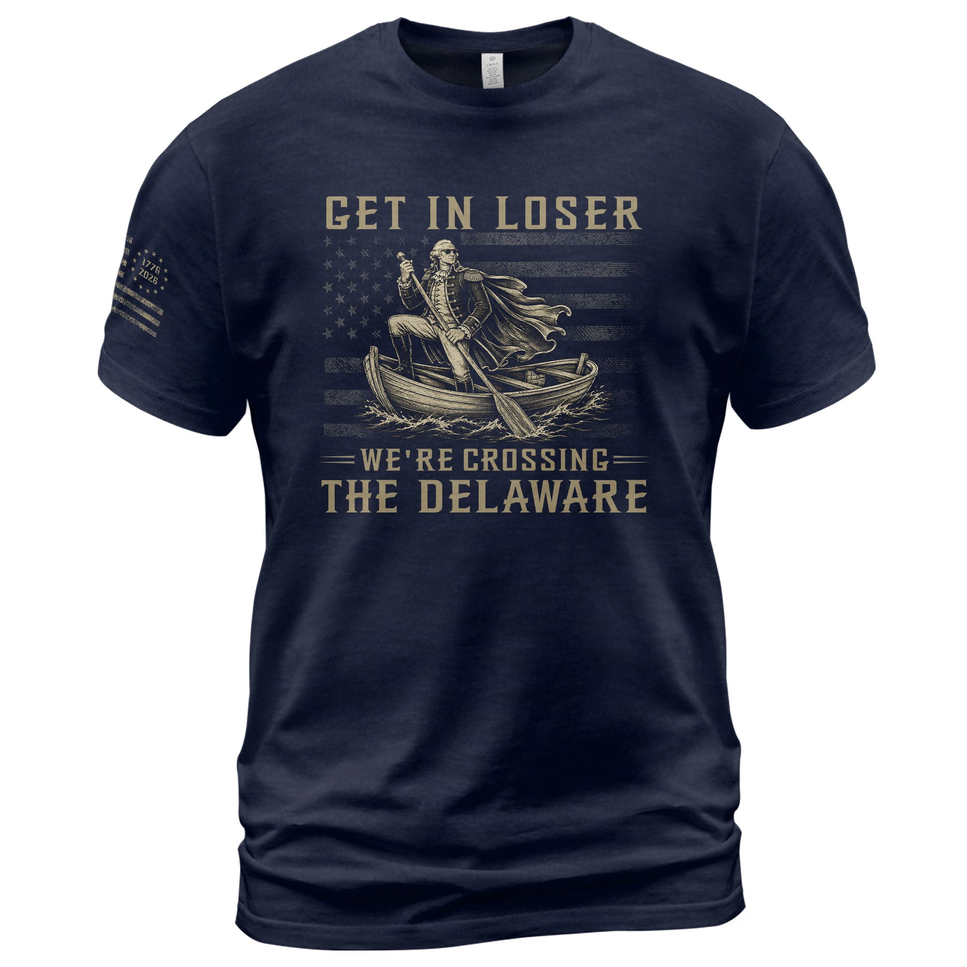 Patriotic Delaware River Crossing Tee - Get In Loser Washington Graphic Men's Shirt - Rust Field Wear