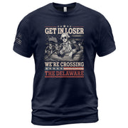 Washington Delaware Crossing Graphic Tee - Vintage Patriotic Funny Style Cotton Shirt - Rust Field Wear