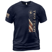Two Fiddy Vertical Flag Graphic Tee - Minimalist Patriotic 250th Anniversary Cotton Shirt - Rust Field Wear