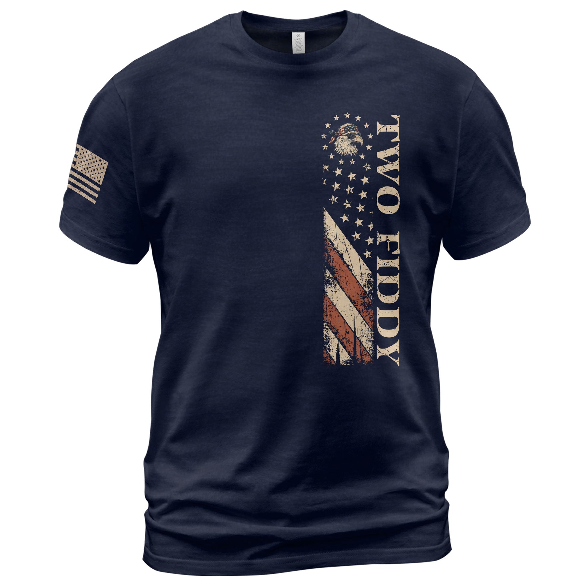 Two Fiddy Vertical Flag Graphic Tee - Minimalist Patriotic 250th Anniversary Cotton Shirt - Rust Field Wear