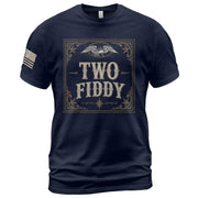 Two Fiddy Vintage Emblem Graphic Tee - Elegant 250th Anniversary Heritage Cotton Shirt - Rust Field Wear