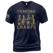 1776 National Champs T-Shirt - Unique Founding Fathers Patriotic History Graphic Tee - Rust Field Wear