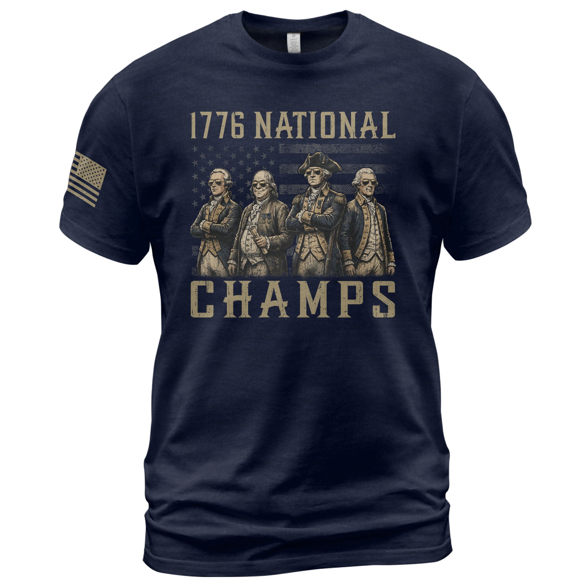 1776 National Champs T-Shirt - Unique Founding Fathers Patriotic History Graphic Tee - Rust Field Wear