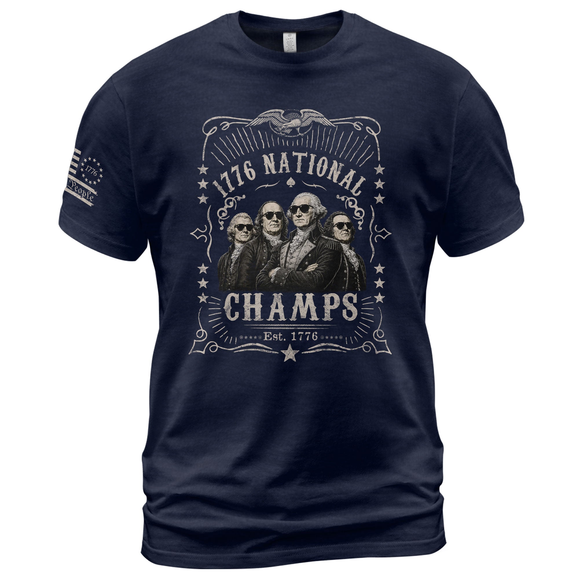 1776 National Champs T-Shirt – Vintage Founding Fathers Graphic Tee for Patriotic Style - Rust Field Wear