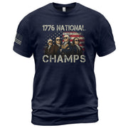 1776 National Champs T-Shirt – Patriotic Founding Fathers Graphic Tee for Casual Wear - Rust Field Wear
