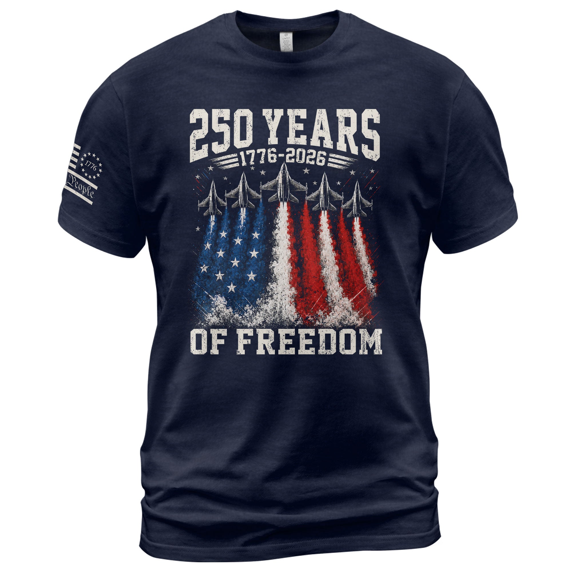 Commemorative 250 Years Freedom Tee - Vintage Fighter Jet Patriotic Cotton Shirt - Rust Field Wear