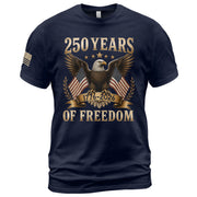 250 Years Of Freedom Graphic Tee - Classic Patriotic Eagle American Flag Cotton Shirt - Rust Field Wear