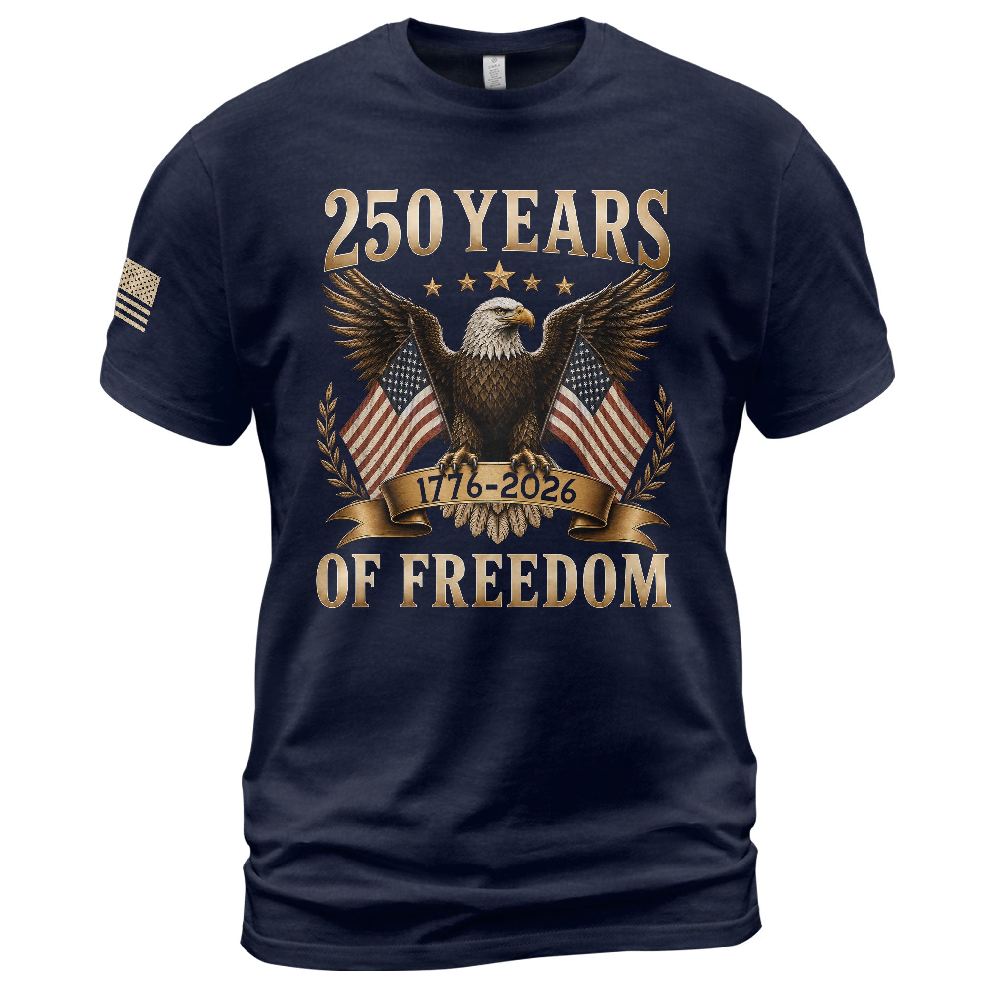 250 Years Of Freedom Graphic Tee - Classic Patriotic Eagle American Flag Cotton Shirt - Rust Field Wear