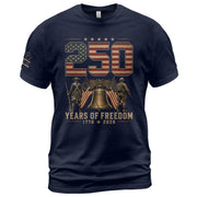 250 Years Of Freedom Tee - Historic Liberty Bell Patriotic Soldier Cotton Shirt - Rust Field Wear