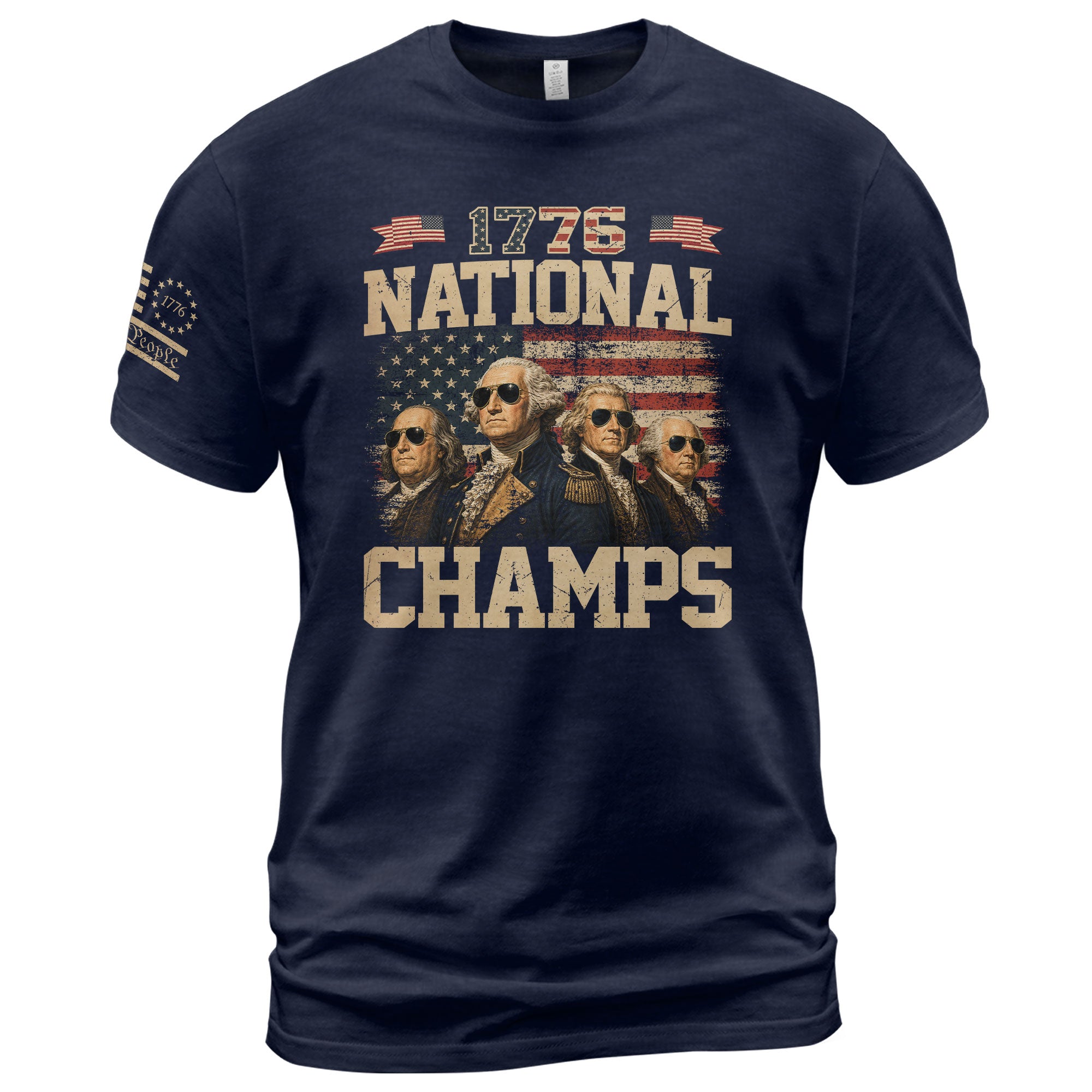 1776 National Champs Graphic T-Shirt Patriotic Founding Fathers Vintage Style Casual Tee - Rust Field Wear
