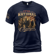 1776 National Champs Patriotic Graphic T-Shirt Founding Fathers Vintage Style Casual Apparel - Rust Field Wear