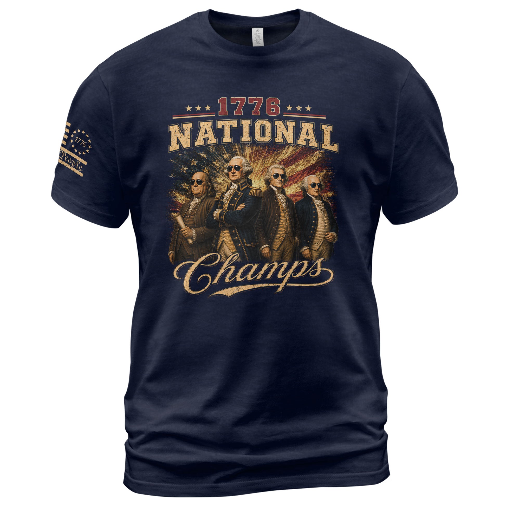 1776 National Champs Patriotic Graphic T-Shirt Founding Fathers Vintage Style Casual Apparel - Rust Field Wear