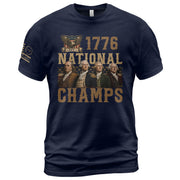 1776 National Champs Patriotic Graphic Tee Founding Fathers Vintage Style Short Sleeve T-Shirt - Rust Field Wear